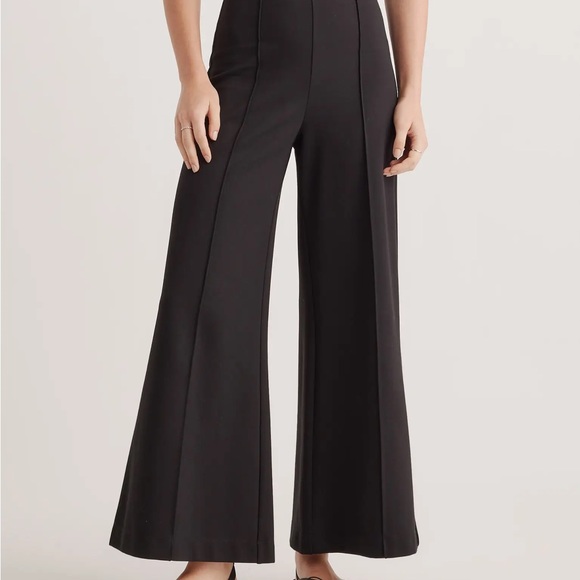 Quince Pants - Quince Ultra-Stretch Ponte Super Wide Leg Ankle Pant Black NWT Multiple Sizes